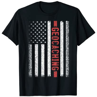 Geocaching Amerikanische Flagge 4. Juli T-Shirt