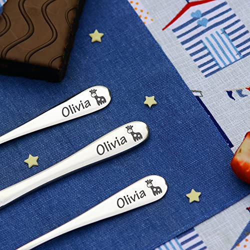 Personalised Engraved Childrens Cutlery Set Christening Birthday Kids Gift Idea (GIRAFFE)