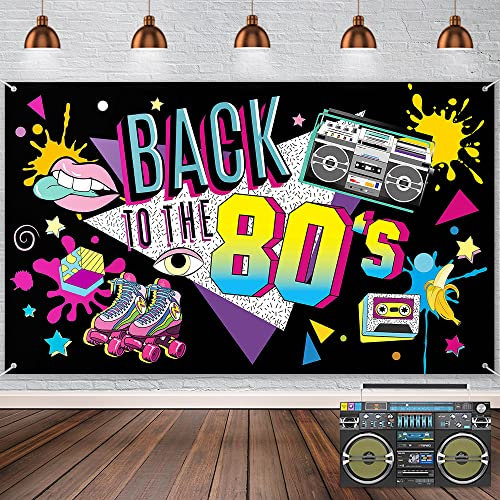 Favengo 80er Jahre Party Dekorationen 80er Jahre Deko 80er Jahre Party Deko 80er Party Banner Deko für 80er Jahre Party für Fotografie Hintergrund 80er Jahre Party Supplies 185 * 110cm