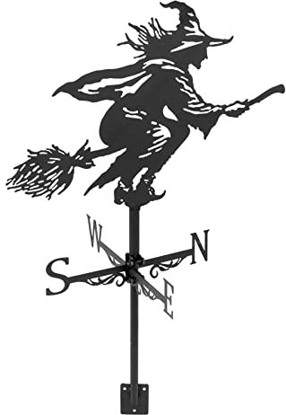Garneck Wetterfahne windanzeiger Windrad Windspiel Metall Hexe Figur Gartenstecker Garten Dekfigur Garten Objekt Vogelschreck Gartendekoration für Bauernhof Pavillon Außenbereich Dachschmuck