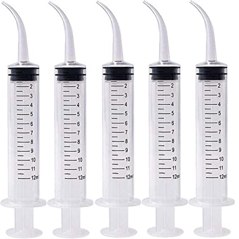 5 Pièces Seringue Graduée, 12ml Dental Irrigation Seringue, Seringue Dentaire Avec Pointe Incurvée, pour Soins Dentaires, Soins Pour Animaux de Compagnie