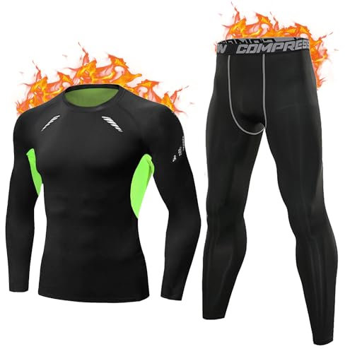 Terecey Thermounterwäsche Herren Winter Fussball Funktionsunterwäsche Innenfleece Lange Unterwäsche Herren Thermo Unterwäsche Männer Skiunterwäsche Für Sport Skifahren
