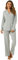 Aamikast Damen Pyjama-Sets Langarm Button Down Nachtwäsche Nachtwäsche Weiche Pjs Lounge Sets, Schneeflocke Grau, XL