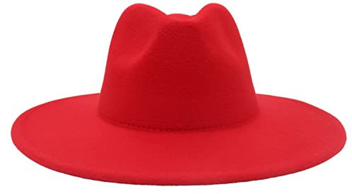 Faringoto Fedora-Hut für Damen, Winter, luxuriös, für Damen, rot, Einheitsgröße