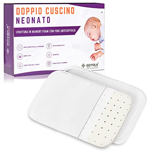 GOYSILA 2 Cuscini Culla Neonato Fori Antisoffoco Memory Foam Next To Me Federa 100% Cotone Morbido Antiacaro Traspirante Cuscino Compatibile Con Chicco Next2Me Federe Lavabili Lavatrice 40°