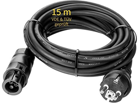 Avoltik Wechselrichter Anschlusskabel 15m I Wechselrichter Kabel 3 polig mit Betteri BC01 Female Buchse I Solar Anschlusskabel Schuko zum AC Anschluss I Adapter für Balkonkraftwerk Mikrowechselrichter