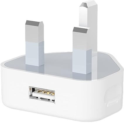 USB Wall 3 Pin Power UK Mains Plug Charger Adapter Compatible with Mobile Phones iPhone 4 4s 5 5s 6s 7 8 XS 11 Pro 12 Pro 13 Pro 14 Pro Max iPod Samsung Galaxy