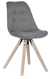 DKD Home Decor Esszimmerstuhl, Skandinavisch, Grau, Polyester & Eichenholz, 48 x 44 x 84 cm, Gepolstert, Fürs Dinieren