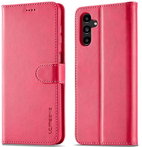 WAURZ Coque pour Samsung Galaxy A34 5G, Etui Coque Clapet à Rabat Portefeuille Cuir avec Porte Carte Magnétique Support Case Housse Protection Flip Cover Étui Coque pour Samsung Galaxy A34 5G,Rose