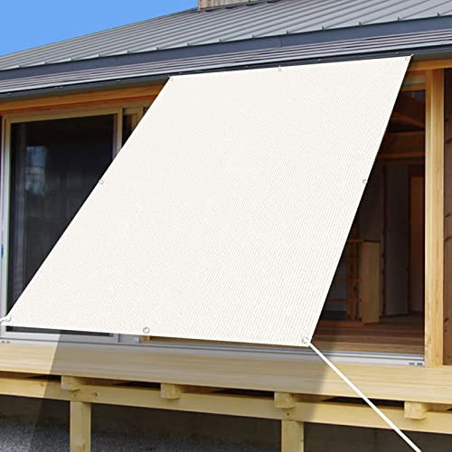 Voile d'ombrage 4 x 8 m Abri UV Ombrage Respirant Clôture Extérieure Voile d'ombrage avec Corde Libre Serre-Cables pour Jardin terrasse Camping, Blanc