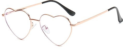 JOVAKIT Heart Shaped Blue Light Blocking Glasses for Women Fashion Vintage Lovely Style Metal Frame Eyeglasses, 02 Rose Gold