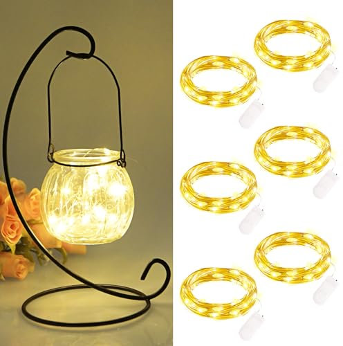 FFZZKJ Mini Lichterkette mit Batterie 6 Stück 2M 20 LED Lichterkette außen Batteriebetriebe Wasserdichte Lichterkette Innen für Zimmer, Home Deko, Geschenk Deko, Hochzeit Weihnachten Party, Warmweiß