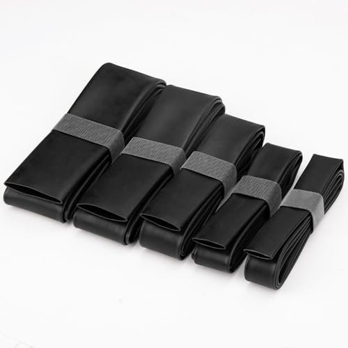 HONZUEN Gaine Thermorétractable avec Adhésif, Kit de Gaine Thermorétractable Noire, Gaines Thermorétractables étanches en Polyoléfine Taux de Rétrécissement 3:1(Ø30mm 25mm 20mm 18mm 15mm×1m)
