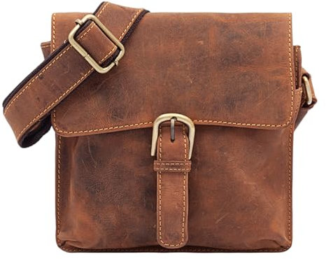 Lloyd Baker Chennai Schultertasche, echtes Vintage-Leder, handgefertigt, mit Klappe, für den Alltag, Crossover-Schultertasche, Arbeit, Messenger-Tasche, Distress geöltes Leder, Braun
