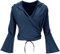 GURU SHOP Wickelshirt, Yogashirt, Langarmshirt mit Trompetenärmeln - Nachtblau, Damen, Baumwolle, Size:L
