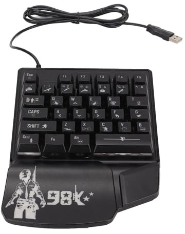 ASHATA Einhand-Gaming-Tastatur, 35 Tasten, Einzelne LED, Leuchtende Kleine Tastatur, Ergonomisches Design, F5-Gaming-Tastatur für Esports-Spiel