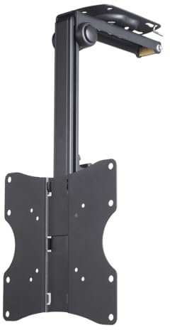 Hama TV Deckenhalterung, schwenkbar, neigbar, höhenverstellbar, klappbar (ideal auch für Schrägen, TV Halterung 19-46 Zoll, VESA 75x75 bis VESA 200x200, bis 20kg, mit Fischer-Dübeln) schwarz