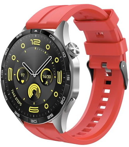 TiMOVO Bracelet de Montre Compatible avec Huawei Watch GT 4 46mm/GT3/GT3 Pro 46mm/Watch 4/4 Pro/3/3 Pro/GT 46mm/GT2/GT2 Pro/GT2e, Bracelets de Sport en Silicone Réglables, Rouge