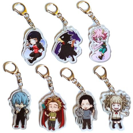 JCvCX MHA Himiko Toga Cosplay Schlüsselanhänger Acryl Schlüsselanhänger Hawks Kostüm Auto Schlüsselanhänger, Transparent, Small