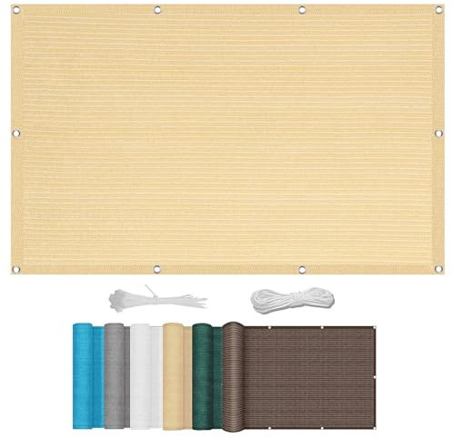 Voile D'Ombrage Rectangulaire 3 x 5 m Rectangulaire Filet Protection Solaire Serre Jardin, Pelouse, Patio, Piscine Protection UV 98% avec Corde Perméable, Couleur Crème