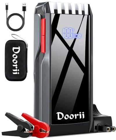 Doorii 001B Booster Batterie Voiture Démarreur de Batterie 4000A 12V Jump Starter Démarreur de Batterie de Voiture Portable, avec Lampe LED,Port de QC3.0 pour Voiture, SUV, Moto (COCY-012)