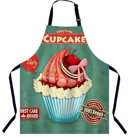 BGBDEIA Vintage-Cupcake-Schürze für Damen und Herren, verstellbare Schürze, Kochschürze für Zuhause, Küche, Backen, Gartenarbeit, Grillen, Kaffeehaus, Restaurant, Vintage-Cupcake, 27 X 31 Inch
