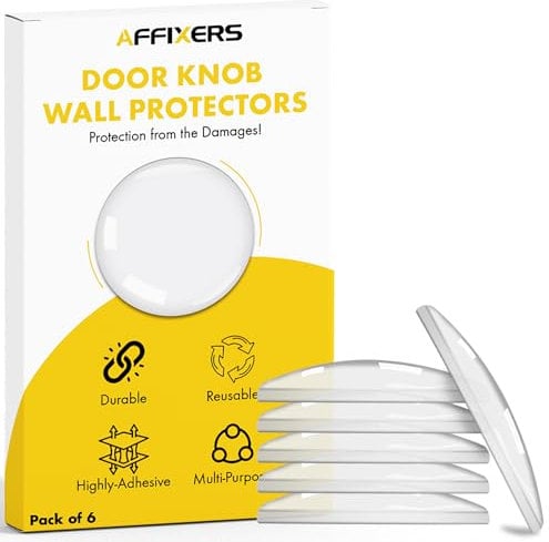 6 Pack Wall Protector Self Adhesive Door Stop, Door Stoppers for Walls, Reusable Door Handle Protectors to Prevent Slamming Noise, Door Stops Indoors 40mm, Stick on Door Handle Stopper