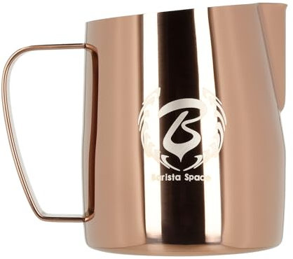 Barista Space Polished Silver Milk Jug optimal für Latte Art mit präziser Ausgusstülle, leicht und handlich, empfohlen von Weltmeistern – silverRose Golden - 600ml