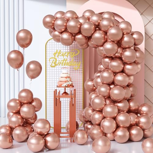 Unisun Palloncini Oro Rosa Metallo, 100Pezzi 10Pollici Oro Rosa Palloncino Donne Ragazza Compleanno Proposta Matrimonio Anniversario Laurea Pensionamento Valentino Fidanzamento Addio Nubilato Decora