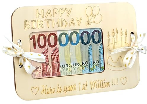 Litinliv Anniversaire Cadeaux d'argent, Cadeau Argent Carte de Voeux | Emballage Cadeaux d'Argent, Créatif Bougie d'Anniversaire et Cadeau d'Argent en Bois Idéal pour Hommes et Femmes