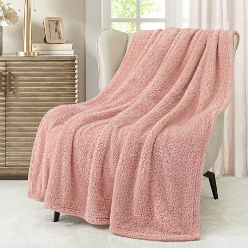 Exclusivo Mezcla Soft Fleece Throw Blanket for Sofa, Super Soft Velvet Plush Blanket for Bed, Fuzzy Cozy and Warm for All Seasons, 127x152 CM, Pink