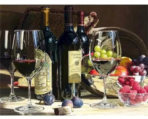 Aimaor Tassen Obst Malen Nach Zahlen Erwachsene Ohne Rahmen DIY Handgemalt Ölgemälde Leinwand Malen Nach Zahlen Kits mit Pinseln und Acrylfarben Kunsthandwerk für Zuhause Dekor - 30x40cm