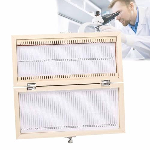 50PCS Slice Box, Biology Slide Storage Case, Microscope Slide Storage Case, Wooden Slide Storage Box, with Non-Polluting, Odorless, for Slice Collection, Siez: 20 * 10.6 * 3.5cm,A