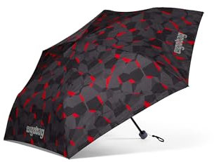 ergobag Regenschirm Kinderschirm für die Schultasche, ultraleicht und klein mit Tasche, reflektierend windfest TaekBärdo - Grau