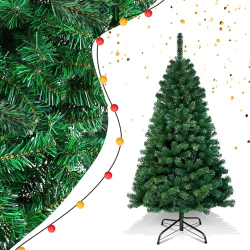 Hebitod Christmas Tree, 5ft/1.5M Artificial Christmas Tree Xmas with 350 Tips Includes Metal Christmas Tree Stand, Indoor and Outdoor Christmas Decoration, Easy assembly(Green)