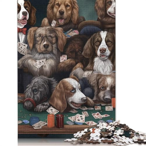 Adult Jigsaw Puzzles 1000 Pieces Dogs Playing Poker Jigsaw Puzzles for Adults Wooden Puzzles Jigsaw Puzzles for Adults Educational Game Challenge Toy Size 75x50cm