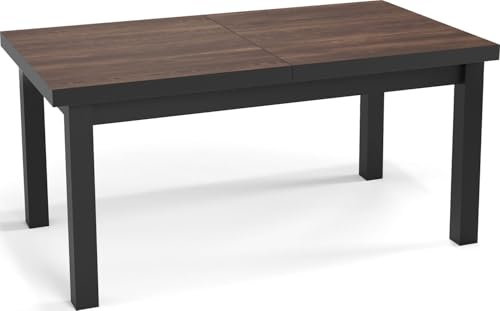 WFL GROUP Moderner Rechteckiger Ausziehbarer Esstisch - Platzsparend - Schwarze Holzbeine - 120 bis 160 cm - Hergestellt in EU - 120 x 80 cm - Arvadonna Chestnut