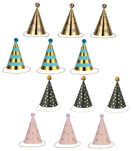 PHENOFICE 12St Papierhut kinderparty mitgebsel cap lustig partydeko einschulung gebutagsdeko Schicke Kopfbedeckung Partyhüte aus Papier Papierkappe Geburtstagshut Partyhut aus Papier