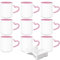SUBLOVER Set of 9 Sublimtion Blanks Ceramic White Tazas Para Coffee Mugs 11OZ Sublimation Cups Bulk For Christmas for Mug Press Machine,Color Inner and Heart Handle(Pink)