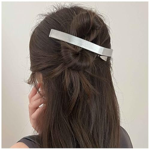 Cybche Clip De Pelo Rectángulo Pasador De Metal De Plata Pinzas Para El Cabello Pasador Minimalista Lado Clip Pasador De Metal Horquillas Rectángulo Pin Clips Decorativos Accesorios Para El(silver1)