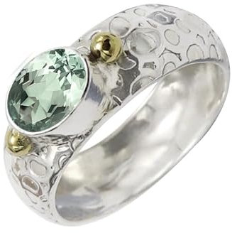 SILVERTROVE Grün Amethyst-Edelstein-Bandring, Sterlingsilber, ring für Männer und Frauen, Bandring in allen Größen, Schmuck CRG1070AL5_(51 (16.2))