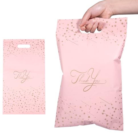 Carehabi 100pcs Versandbeutel,250 X 350mm Tragbare Poly-Kunststoffbeutel,Umschläge Mit Griff Selbstklebend Leicht Zu Tragen Opake Versandtaschen Wasserdicht Und Reißfest Pakettaschen