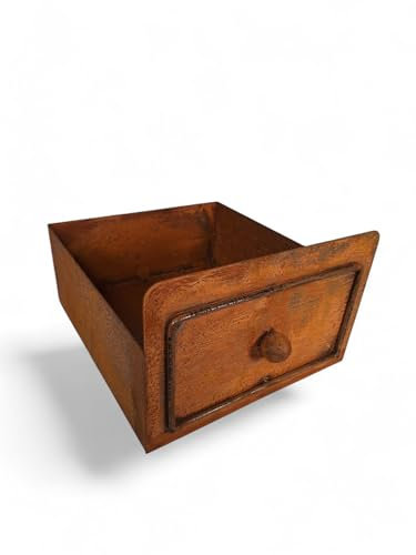 Bornhöft Vintage Schublade aus Edelrost, Metallbox für Garten, Deko-Pflanzgefäß, rostige Dekoration zum bepflanzen Garten Dekoration XXL