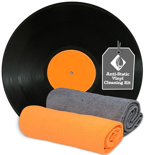 Towelogy® 2pcs Record Cleaning Cloth - Lint Free, Soft, Anti Static Record Cleaner for Vinyl - Doubles Up as a Vinyl Cleaning Mat - Compatible with Most Record Cleaning Fluid