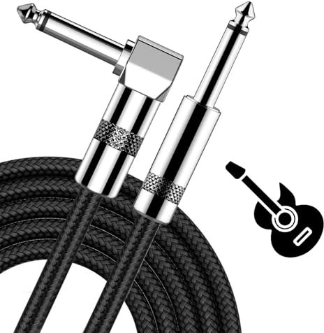 SHUXIA Cable de guitarra profesional, cables trenzados para instrumentos de bajo, cable AMP de 1/4 pulgadas recto a derecho, cable jack jackto, cable de guitarra eléctrica para altavoz, teclado, audio