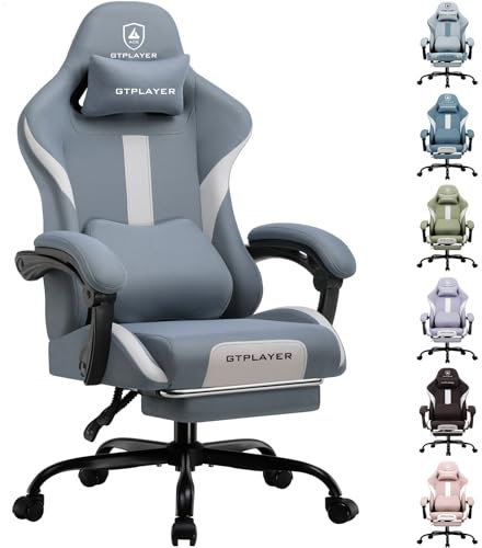 LUCKRACER Gaming Stuhl mit fußstütze Bürostuhl Ergonomisch mit verstellbare Lendenkissen, Kopfkissen Gaming Chair,Höhenverstellbarer Gamer Stuhl, 150 kg Belastbarkeit