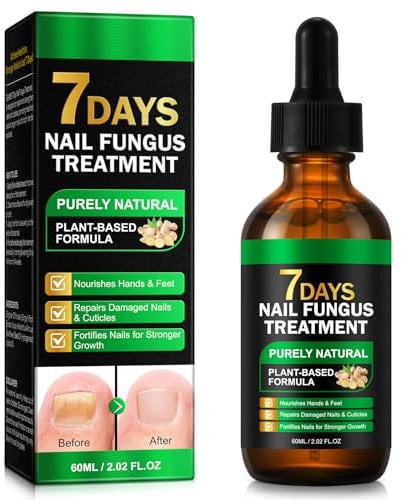 Ginger Fungal Nail Treatment, Nail Repair Regrowth Serum Oil for Thick, Discolored, Damaged Brittle Nails/Toenails, Strengthening Toe Beds & Cuticles, Plant-Based, 60ML/2.02 Fl Oz