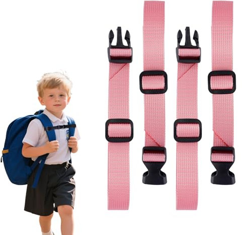 ROOMHUAWAY 2 Stück Rosa Brustgurt Rucksack, Verstellbarer Brustgurt Rucksack Kinder mit Schnallen und VerschlüSse, Schnellverschluss Strapazierfähiger Rucksackriemen für Kinderrucksack und Erwachsene