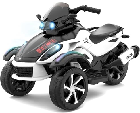 RCB 12V Electric Motorbike Kids, Ride on Motorcycle with 2 Motors, 4km/h Speed, LED Lights, USB, Multi-Types of Music for Early Education, the Best Kids Motorbike Electric for 3-8 Years