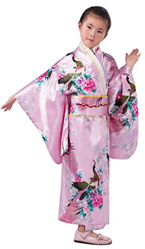 OBiQuzz Bata tradicional japonesa para niñas, ropa de disfraz, outings, kimono para bebé, ropa y falda, cadenas para el vientre